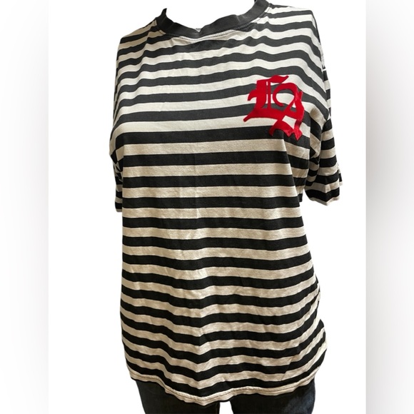 H&M Black and White Striped Tee with Red Accent - Picture 2 of 2